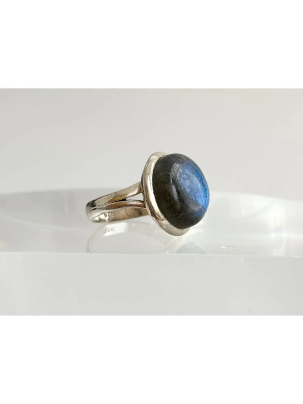 Labradorite Gemstone Cabochon Sterling Silver 925 Vintage Ring - sz 6.25